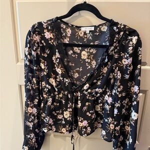 Love Tree Black Floral Blouse
